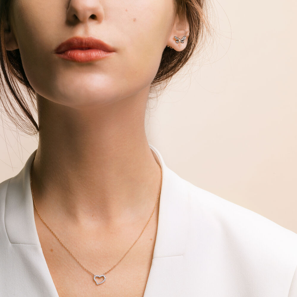 Love Diamonds 18ct Bi-Gold Diamond Heart Necklace | Annoushka jewelley